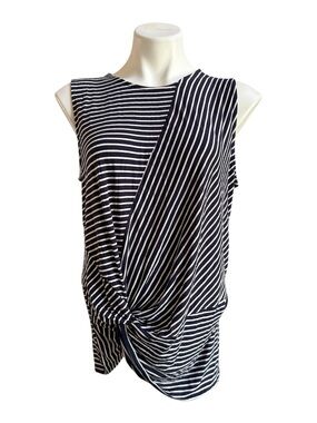 Sheila Rose Knot Front Striped Sleeveless Top Navy/White XL NWT